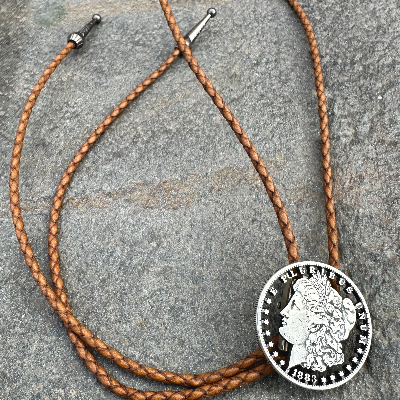 U.S. Morgan Dollar Hand Cut Silver Coin Bolo Tie