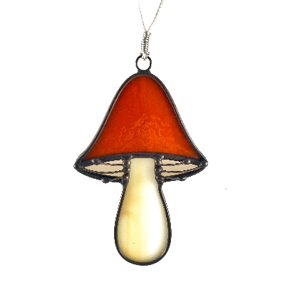 Stained Glass Toadstool Mushroom Ornament