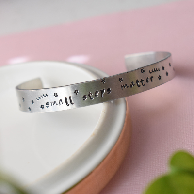 Aluminum Hand Stamped Cuff Bracelet