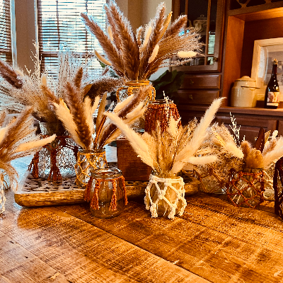 Macrame Vases With Dried Floral