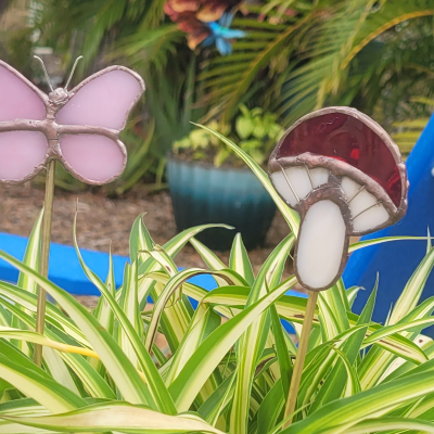 Stained Glass Wind Chimes, Flowers And Panels