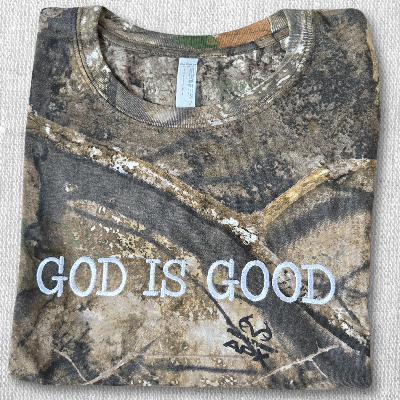 God Is Good Embroidered Camo T-Shirt