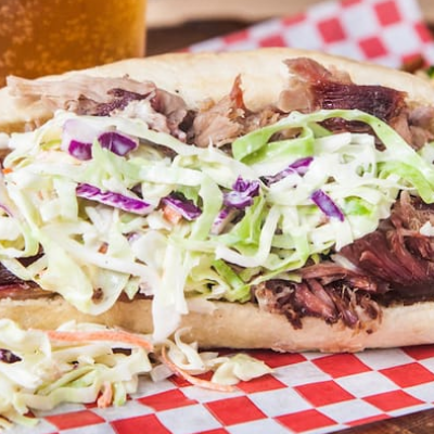 Pulled Pork Sandwich Topped W/ Bbq Sauce