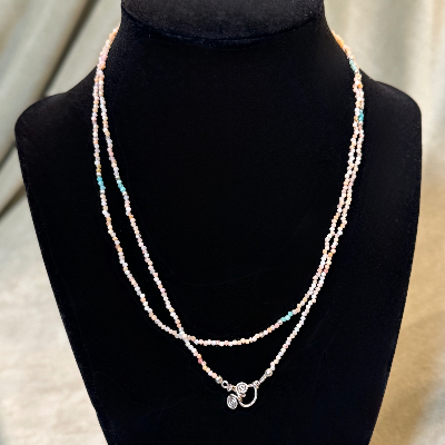 Pink Opal And Blue Adventurine Necklace