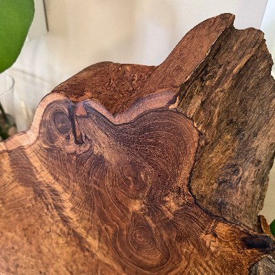 Teak Table Sculpture On Custom Ash Stand