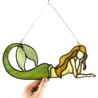 Stained Glass Lounging Mermaid Suncatcher