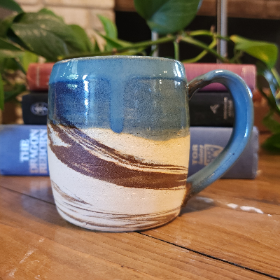 Handmade Ceramic Mug - Blue - Marbled