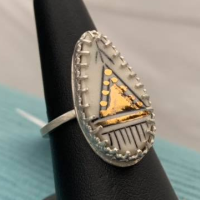 Bezel Set Rings With Custom Handmade Cabs By Sutton Ceramics
