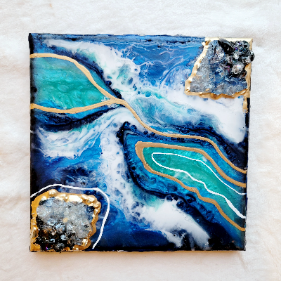 8" X 8" Resin Geode Pour On Canvas