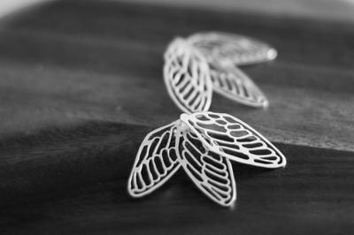 Sterling Silver Cicada 3wings Post Earrings