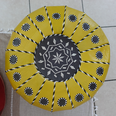 Handmade Moroccan Pouf Yellow