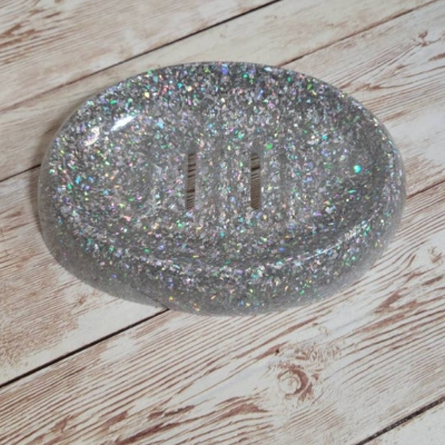 Glitter Resin Soap Dish. Glam Bathroom Decor