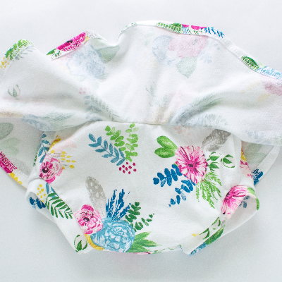 White Floral Bloomers With Top Knot Headband