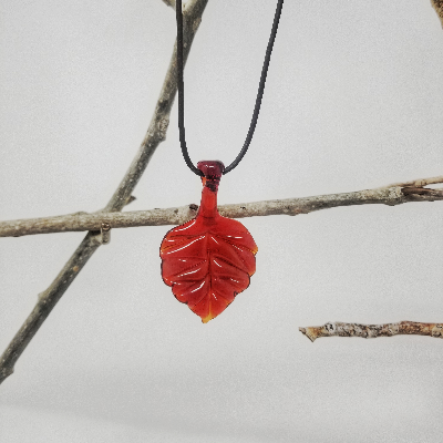 Glass Maple, Oak, And Aspen Leaf Necklaces