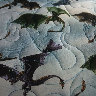 Hand Made Ombre Quilt With Dragons In Flight