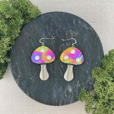 Xl Groovy Shrooms | Dichroic Mushroom Statement Earrings