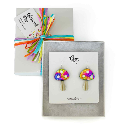 Xl Groovy Shrooms | Dichroic Mushroom Statement Earrings