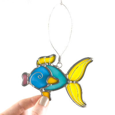 Stained Glass Tropical Fish Ornament