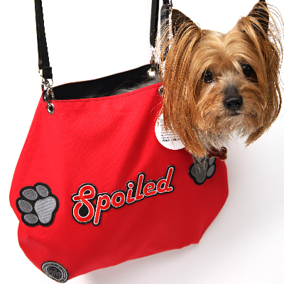 Spoiled Tote With Paw Prints- Red/Black