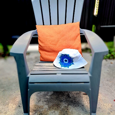 Hat Bucket Hand Painted Hat With Evil Eye & Mandala Decoration