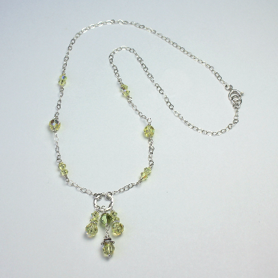 Swarovski Crystal Necklace Handmade, Multi Stone, Handmade Silver Loop