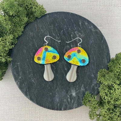 Xl Groovy Shrooms | Dichroic Mushroom Statement Earrings