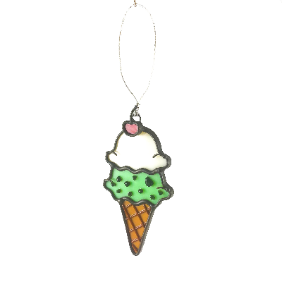 Stained Glass Double Scoop Ice Cream Cone Ornament