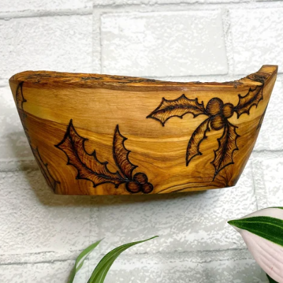 Olive Wood Bowl- Holly Jolly Collection