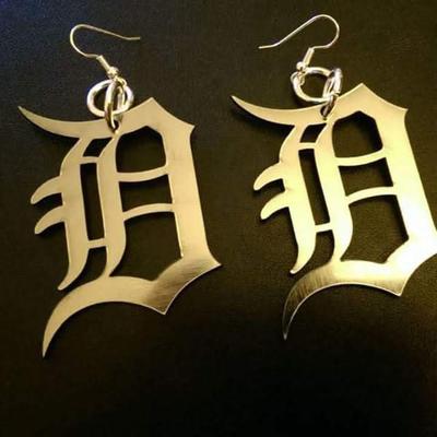 Salikas' Detroit D Earrings  In Silver
