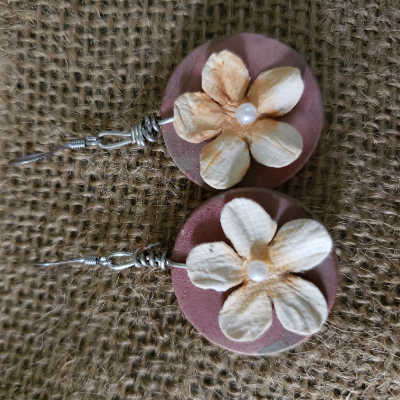 Pearl Flower Circle Earrings