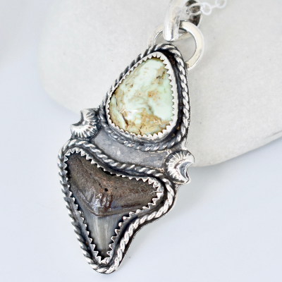 Shark Tooth And Gemstone Pendant