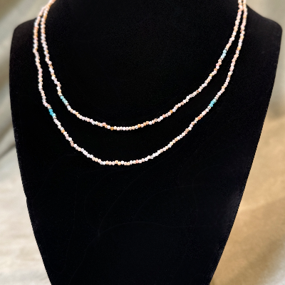 Pink Opal And Blue Adventurine Necklace