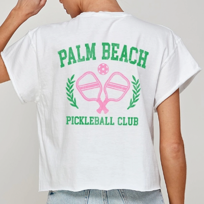 Palm Beach Pickleball Club Crop Tee In White