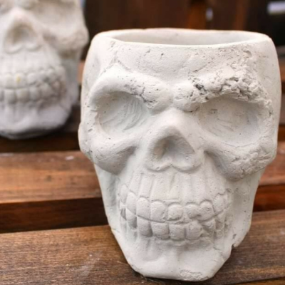 Yorick Concrete Skull Planter