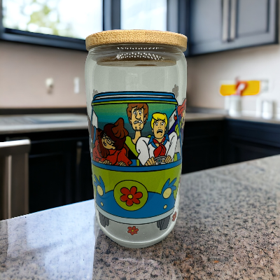 Glass Cup W/ Bamboo Lid And Glass Straw