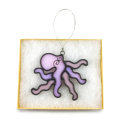 Stained Glass Octopus Ornament