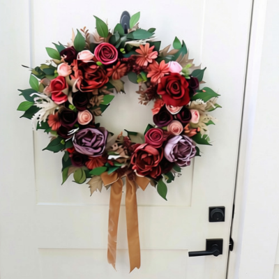 Bordeaux & Blush Burgundy Fall Wreath