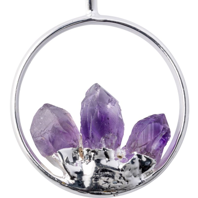 Pendant Ring With 3 Fixed Amethyst Points