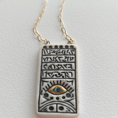Evil Eye Prayer Necklace-White