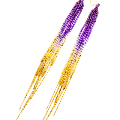 Purple Fringe Beadwork Earrings Or Lariate Necklace From The Rainbow Fringe Collection