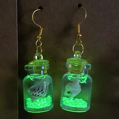 Shell In Bottle Glowing Earrings
