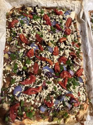 Roman Style Pizza - Using Market Vegetables, Herbs, Nut And Seed Puree