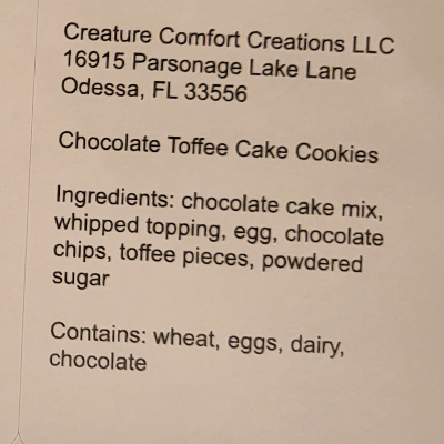Chocolate Toffee Cake Cookies (6 Per Order)