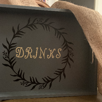 "Drinks" Wooden Serving Tray