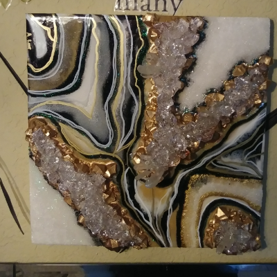 Gold, Black And White 3d Geode