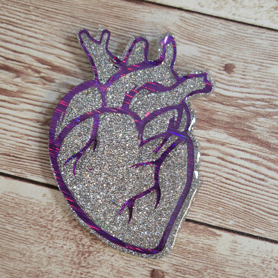 Custom Anatomical Heart & Cardiac Nurse Resin Badge Holder. Resin