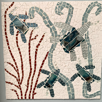 Mosaic Tile Artwork - Turtle Family Swimming