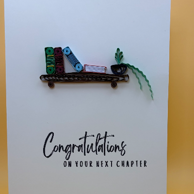 Congratulations Card - Bookshelf, Retirement, Graduation, Next Chapter