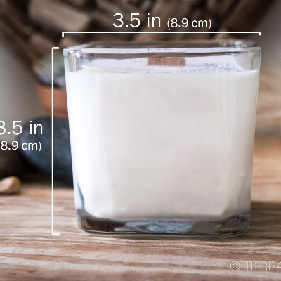 11oz Square Glass Container Candle, Soy Wax, Wooden Wick