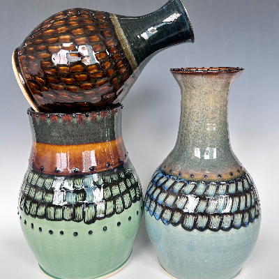Slip Textured Vases